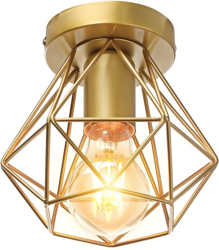 Pendelleuchte Antik, Ø16cm Mini Diamant-Form Kronleuchter, Vintage Hängelampe mit Käfig für Wohnzimmer Schlafzimmer Essz...