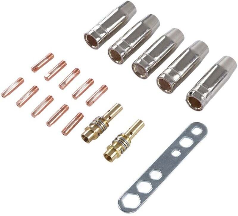 MB15 15AK mig mag Schweißbrenner Kontaktspitzen M6 & Spitzenhalter Diffusor & konische Gasdüse Schutzbecher 18 Stück a