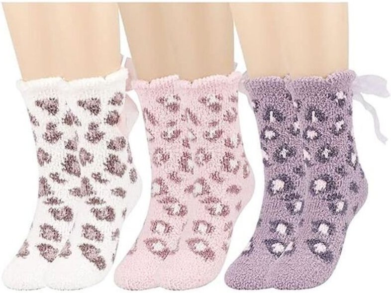 Wintersocken, 3 Paar flauschige Socken, Schlafsocken für Zuhause, rutschfeste Haussocken