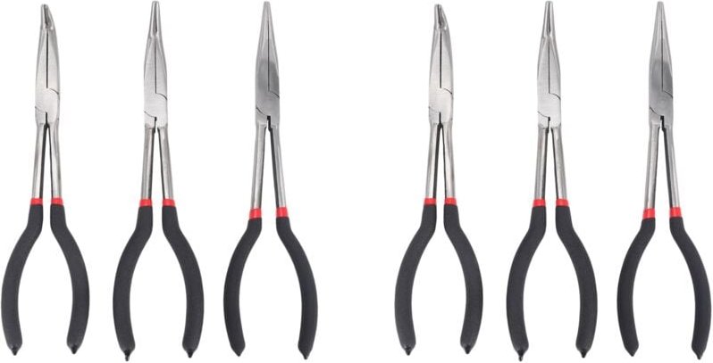 6 X 11 Extra Lange Nasen Zangen Set Gerade & Bent Tipp Grip Hand Werkzeug