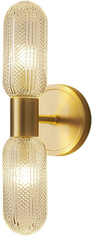 2-Kopf-Wandleuchte aus Glas in Maisform, Wandleuchte aus Messing, 360°-Wandleuchten mit Auf- und Ab-Beleuchtung, Wandleu...