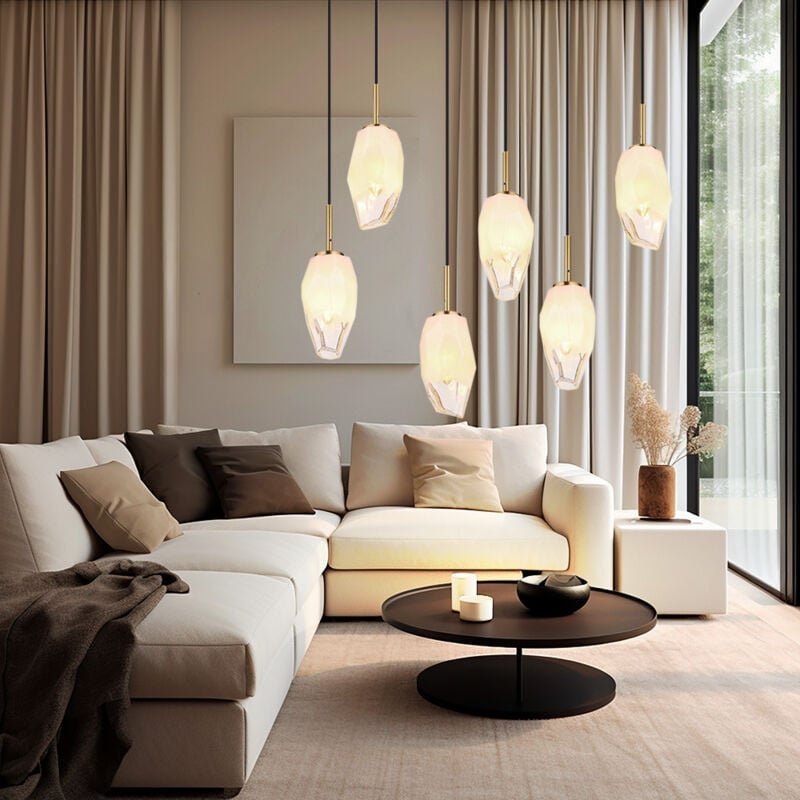 Thumbnail - Pendelleuchte Esszimmerlampe Hängeleuchte Deckenlampe Messing 6-Flammig l 72 cm