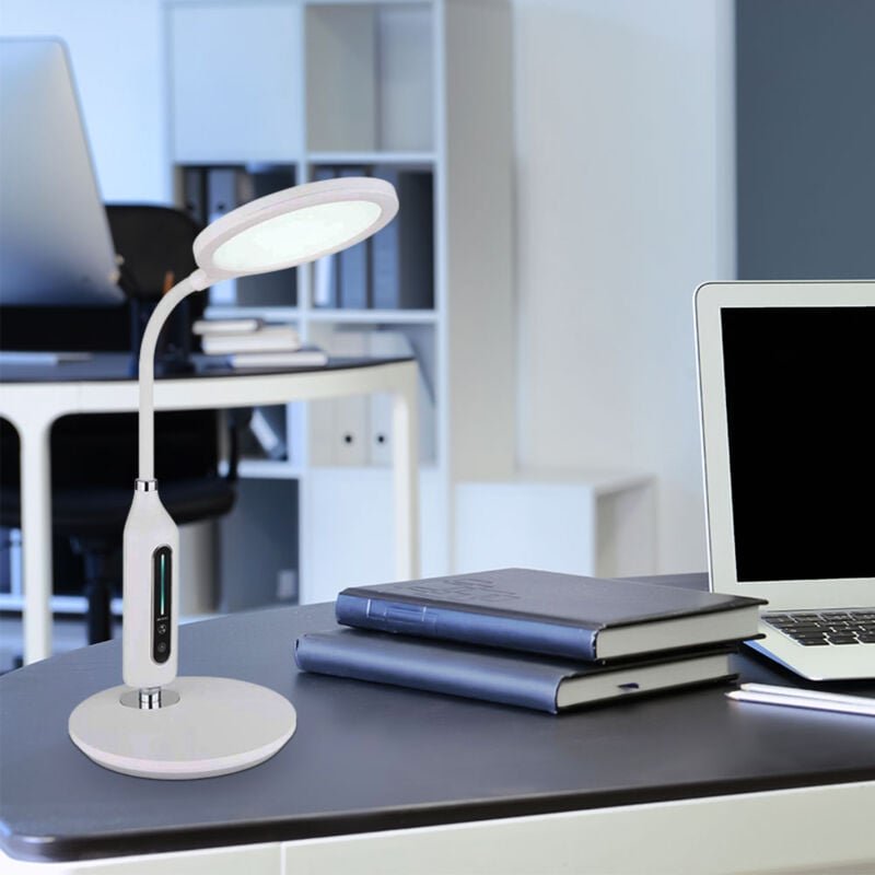 Globo Lighting - Tischleuchte Touchdimmer weiß Schreibtischlampe Touch Tischlampe schwenkbar, led 9W 530Lm warm-kaltweiß...