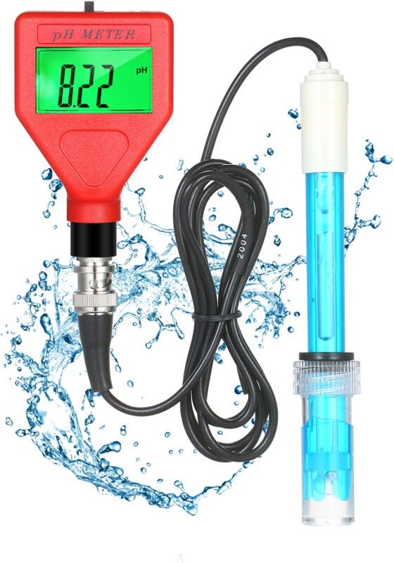 Ej.life - Elektronisches pH-Meter, PH-Tester mit Hintergrundbeleuchtung, PH-Tester, Messgenauigkeit 0-14 pH, für Schwimm...