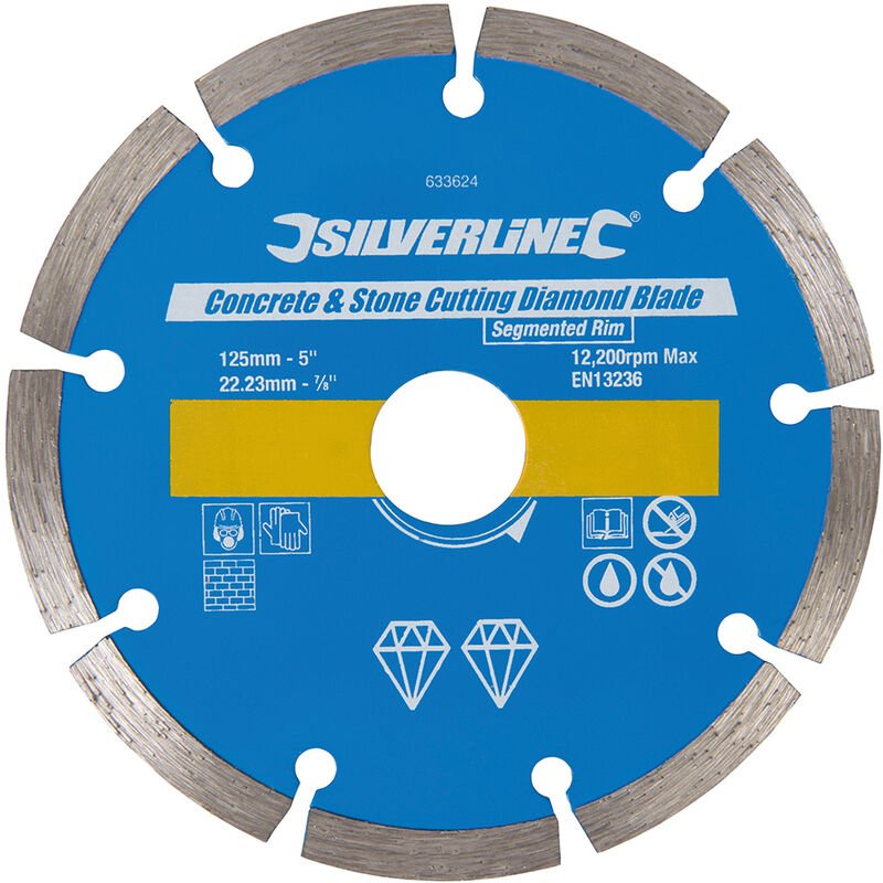 Thumbnail - Silverline - Stein- und Beton-Diamanttrennscheibe 125 x 22,23 mm segmentiert