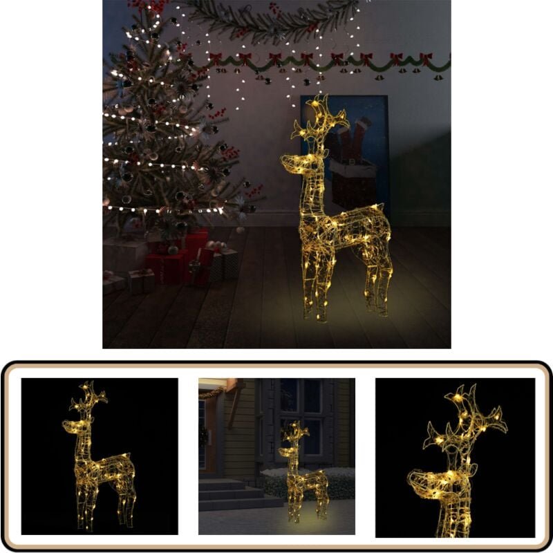 LED-Rentier Weihnachtsdeko 90 LEDs 60x16x100 cm Acryl - Weihnachtsdeko - Lichterkette - Rentierfigur - Outdoor Dekoratio...