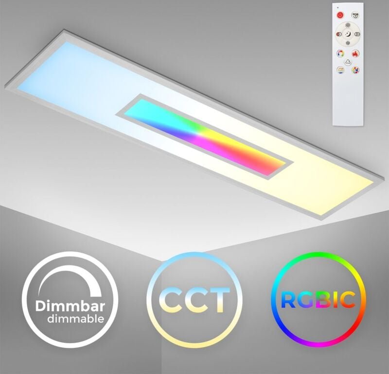 B.k.licht - led Panel Decke dimmbar - 100x25cm - Deckenleuchte flach 65mm 24W 2200lm rgb cct 3000–6500K Deckenlampe mit ...