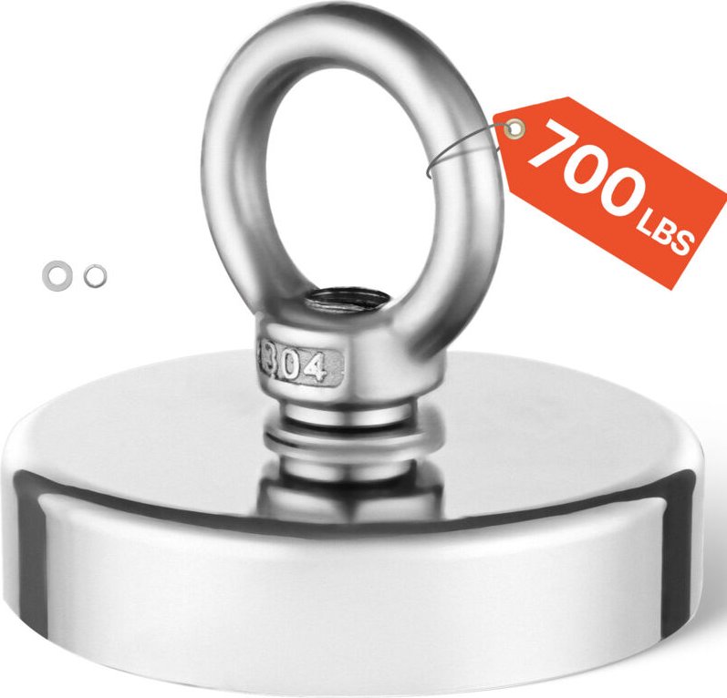 VEVOR Angelmagnet 318 kg einseitige Zugkraft superstarker Neodym-Angelmagnet, Seltenerdmagnet mit Griffdurchmesser 60 mm...