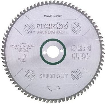 Sägeblatt Metabo Multi Cut-Professional 254x30, 80 fz/tz 5°negativ