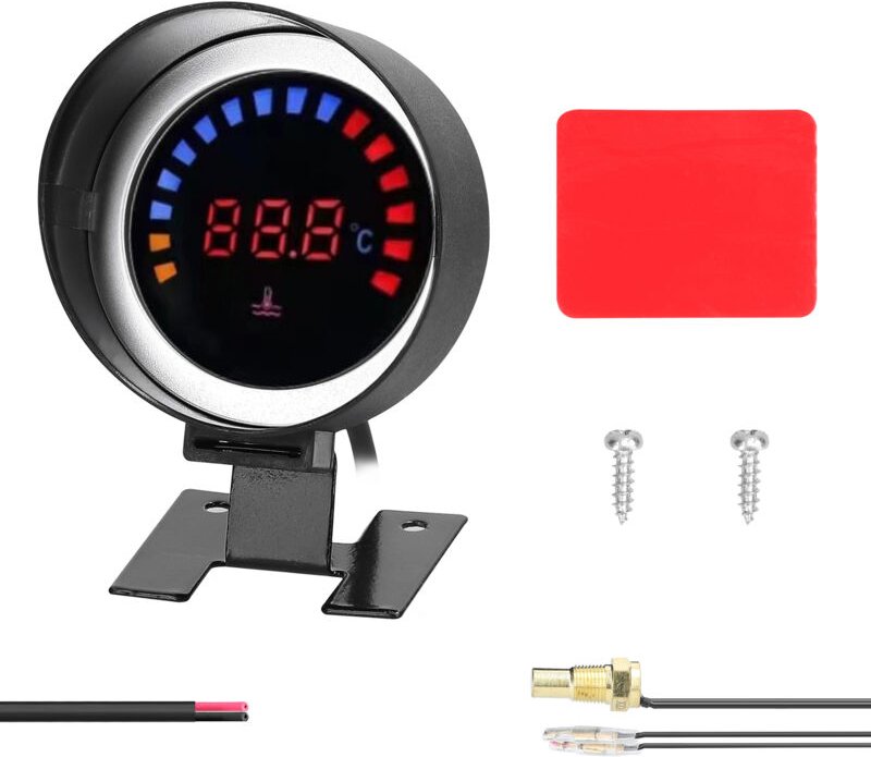 Decdeal - 52 mm Wassertemperaturmesser Autos digitales Messgerät LED-Anzeige 0-120 ℃ mit Sensoralarmfunktion für LKW-Mot...