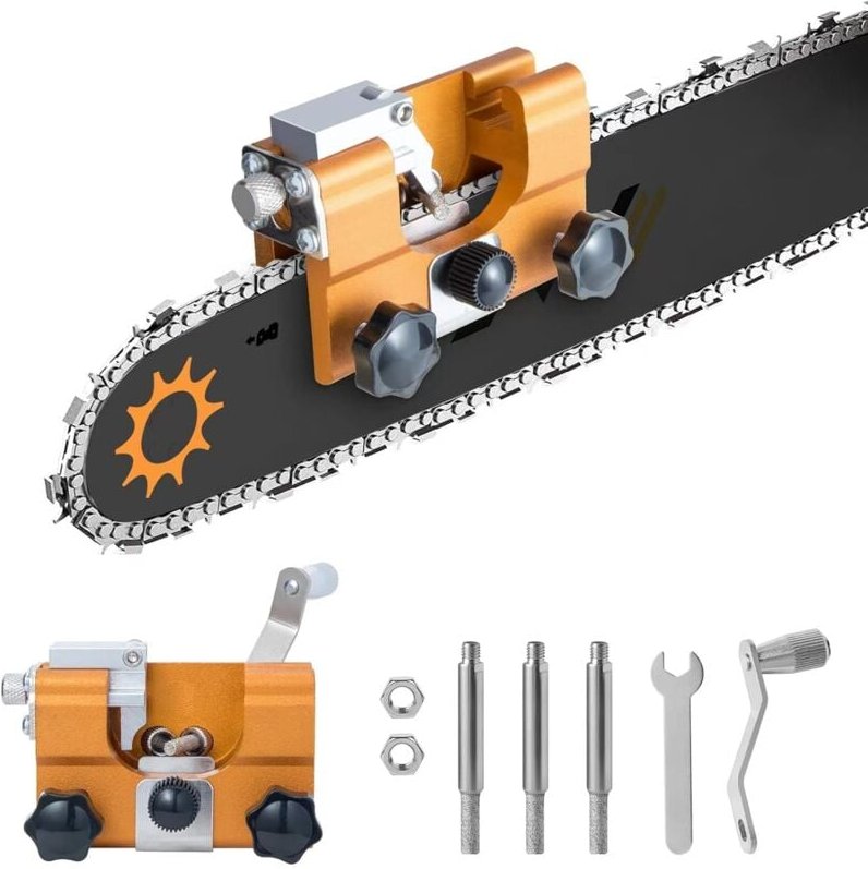 Kettensägenschärfer, Kettenschärfvorrichtungs-Sets mit 3 Hartmetallfräsern, passend für alle Arten von Kettensägen, trag...