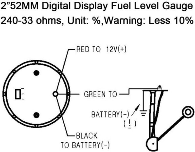 Zoternen - Universal 2 Zoll 52 mm Digitalanzeige Tankanzeige 240–33 Ohm Blaue LED/Rote led 12 v