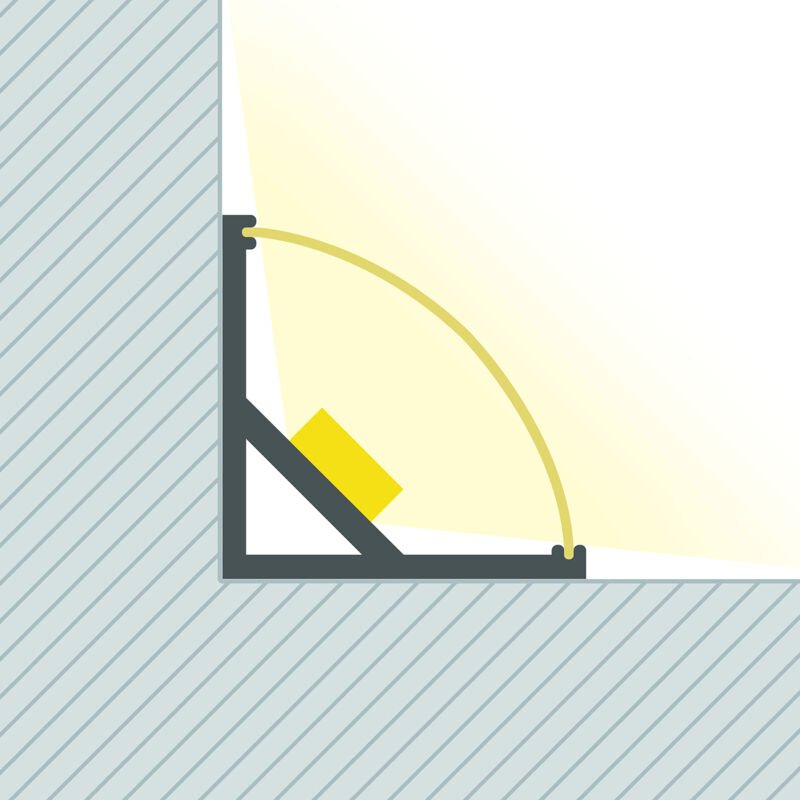Ledkia - Aluminiumprofil Ecke rund mit durchgehender Abdeckung für LED-Streifen bis zu 10 mm Aluminium 2 m Weiß transluz...