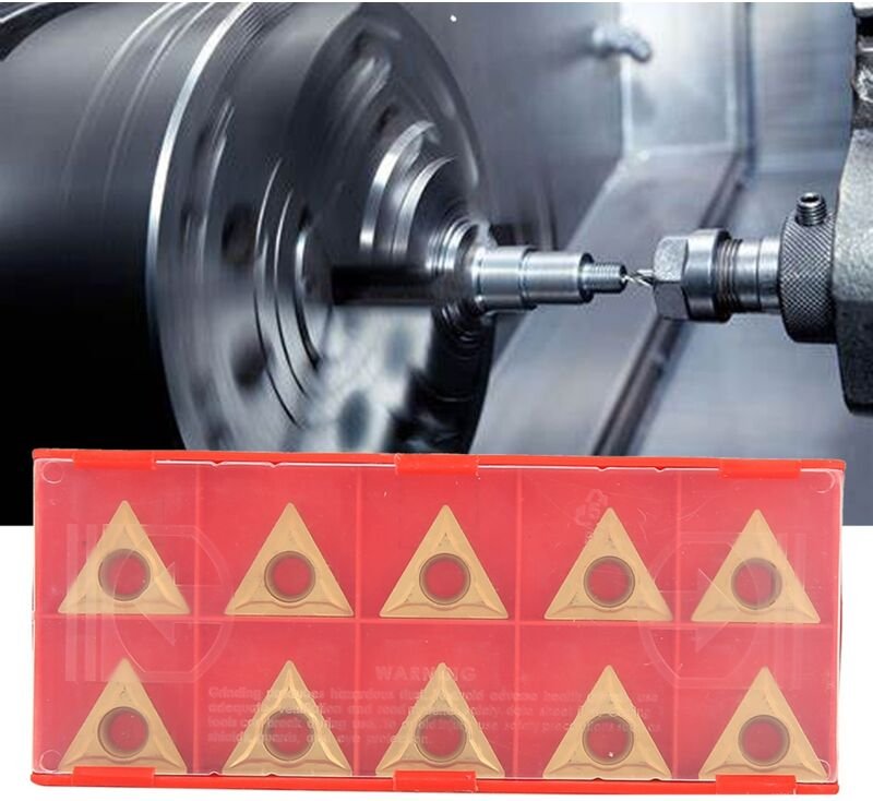 Thumbnail - Ineasicer - 10 Stück dreieckige Klingen aus Wolframkarbid zum CNC-Drehen, geeignet für die Halbzeug- und Grobbearbeitung