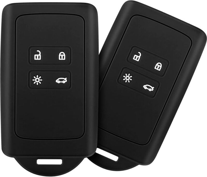 Crediri 2-teiliges Autoschlüssel-Zubehör, kompatibel mit Renault Smart Key 4 Tasten, weiche Silikonhülle mit Schlüsselan...