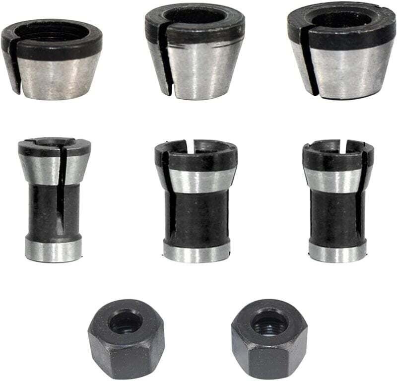 AIPERQ 8 Stück 6,35/8 mm Oberfräsen-Spannzangenfutter, Holzfräser-Spannzangen-Oberfräsenkopf-Adapter-Konverter für Gravi...