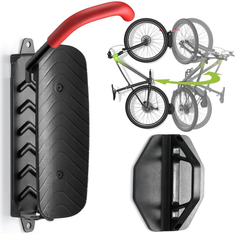 Vertikale, drehbare Wandhalterung für Fahrräder - Wandmontage für die Garage - Für Mountainbikes und Rennräder (1 schwar...