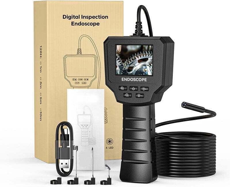 2,4-Zoll-Industrie-Endoskop-Inspektionskamera, 1440P HD 2,0 MP-Kamera mit 6 einstellbaren LEDs, 8 mm digitale IP67-wasse...