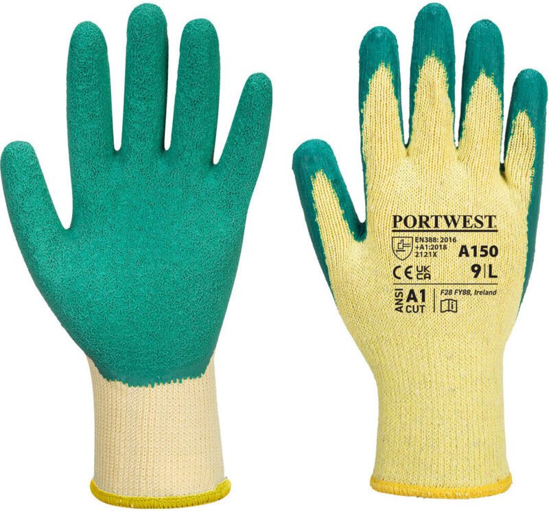 Gant aus gestricktem, beschichtetem Latex, klassisch, Farbe: Grün, Größe XXL - Portwest