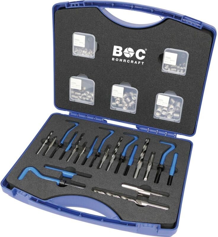Bohrcraft - Gewinde-Reparatur-Set M5-M12 - 130-teilig für defekte Gewinde, hss