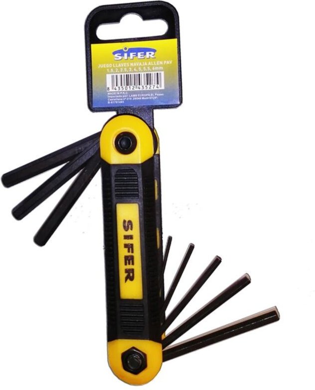 Gebläuter Inbusschlüsselsatz 8-teilig Sifer Navaja 13-3801