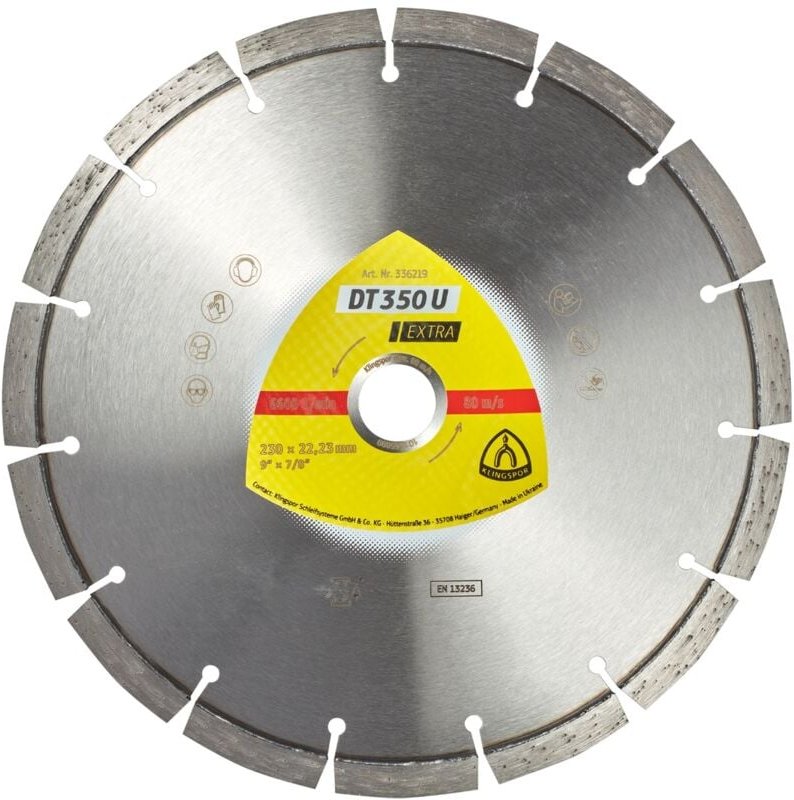 Klingspor - dt 350 u Diamanttrennscheiben, 125 x 2,4 x 22,23 mm 9 Segmente 33 x 2,4 x 10 mm, Standardverzahnung