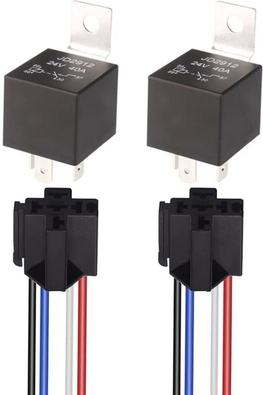Thumbnail - JD2912 24V 40A SPST 4-Pin Auto Relais mit 12AWG Steckdose, 4-Polig KFZ Fahrzeug Motor Relais mit Drähte,Umschalt Relais,...