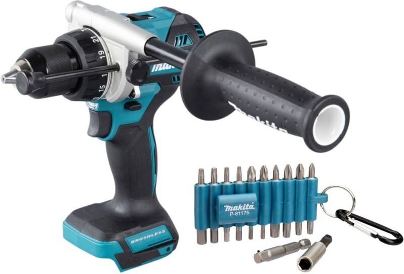 Dhp 486 z Akku Schlagbohrschrauber 18 v 130 Nm Brushless + 22 tlg. Bit Set - ohne Akku, ohne Ladegerät - Makita