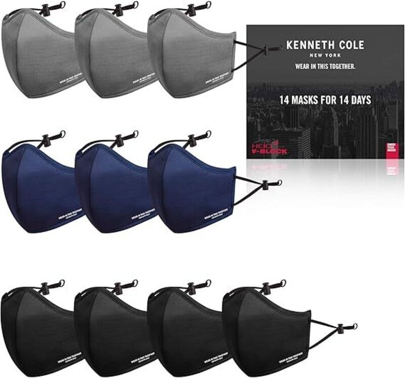 14x WIEDERVERWENDBARE GESICHTSMASKEN SCHWARZ BLAU GRAU UNISEX