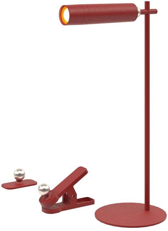 V-tac - 3W magnetische LED-Tischlampe, wiederaufladbar, rot, dimmbar, natürliches Weiß