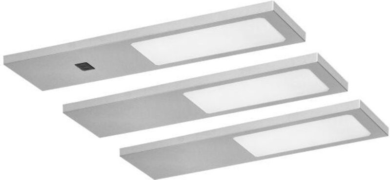 PLANA 3er Set LED Unterbauleuchten, 3x4W, 3x240lm, 4000K, mit Touchless-Schalter, grau