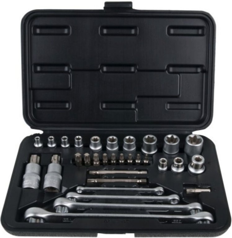 Steckschlüsselsatz und TORX-Schraubendrehereinsätze KS TOOLS, 1/4'' - 5/16" - 3/8' '- 1/2'', 31-teilig