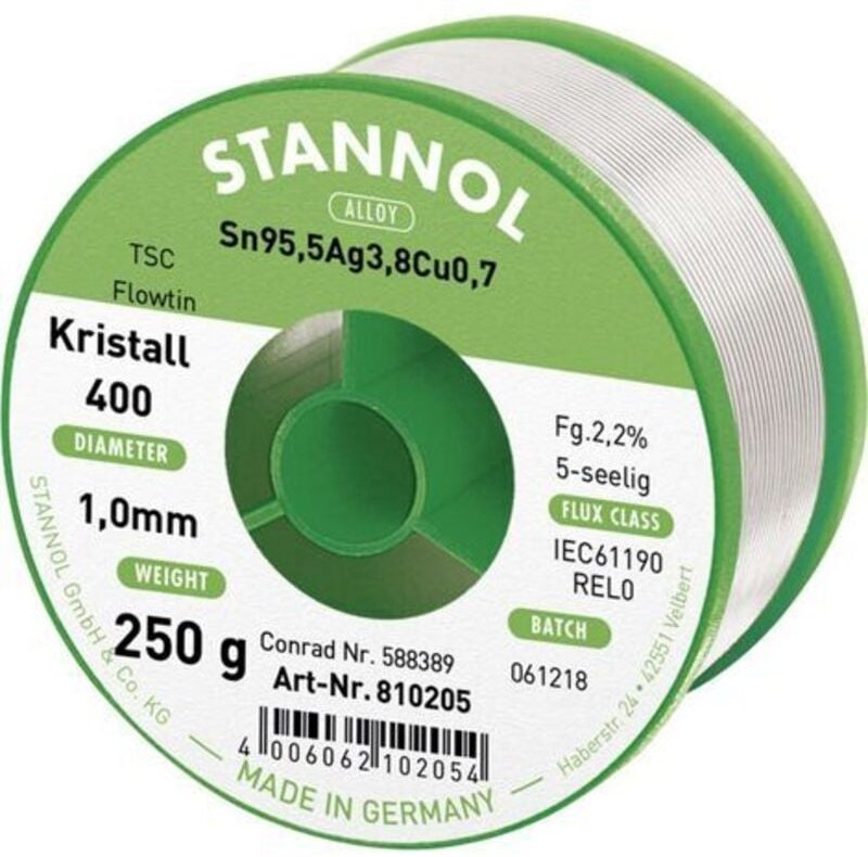 Stannol - Ecology ts Lötzinn, bleifrei Spule Sn95,5Ag3,8Cu0,7 REL0 250 g 1 mm