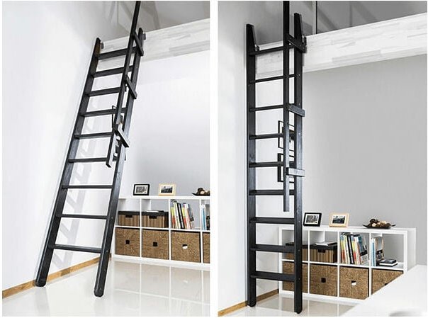 Klappbare Raumspartreppe : Breite 55cm - Schwarz (RAL 9017) - MSP/CC/2R