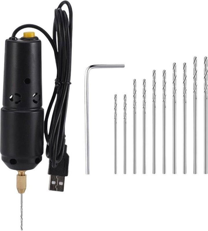 Mini perceuse électrique portative, avec forets outils de bijoux graveur perceuse USB pour bois résine époxy at bricolag...