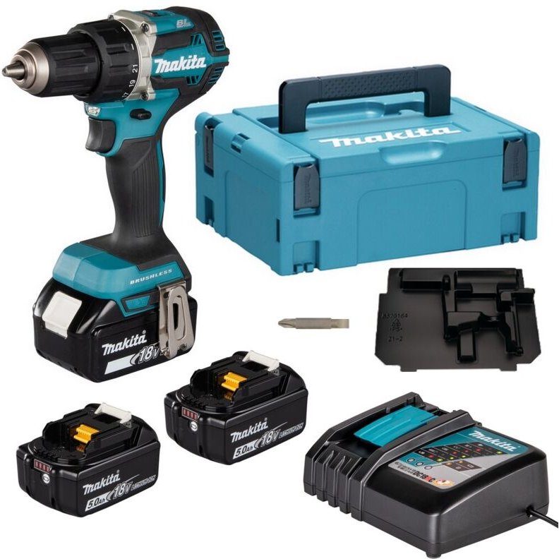 Akku Bohrschrauber 18V 3x5,0Ah mit Ladegerät im makpac Koffer DDF484RT3J - Makita