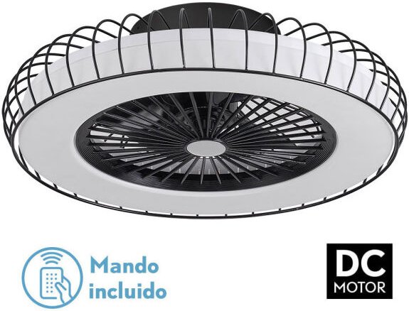 Ventilator 72w Dc Albonez Schwarz 5 Flügel Transp. 18x53x53cm 6 Vel. 3 Farben / Erdbeben, Memory, Temp. und Intensitätsr...