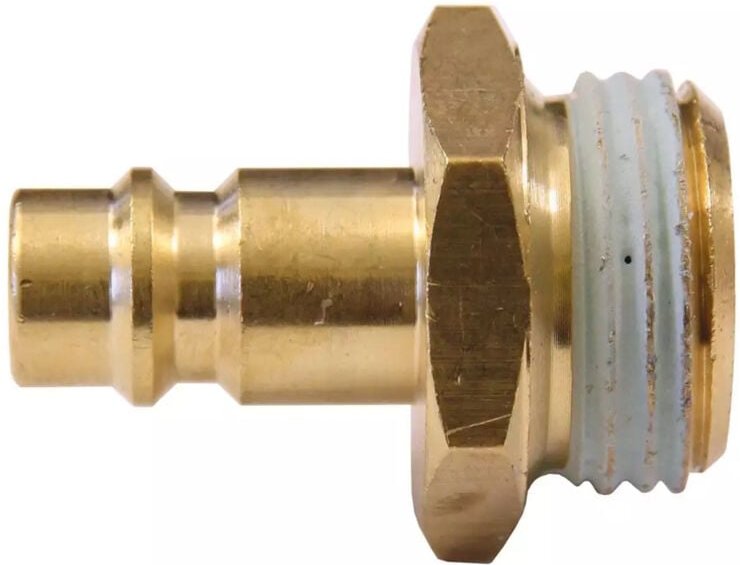 Euro Druckluft Stecknippel aus Messing mit Außengewinde 1/4'