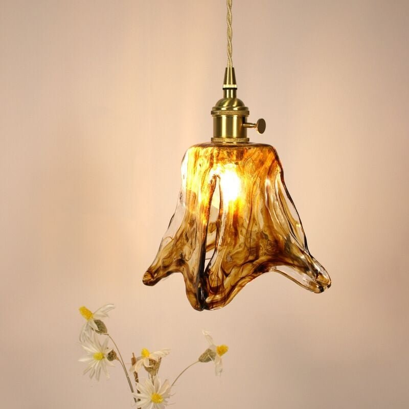 Jahrgang Pendelleuchte Bernstein Deckenleuchte Design Kreative Lampenschirm Hängelampe Glas Kronleuchter - Ø20CM