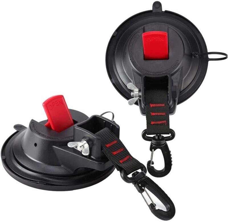 CHOYCLIT 2er-Pack starke Autoanker-Saugnäpfe mit Haken zur Befestigung von Zurrgurten für Auto-Seitenmarkisen, Boote, Ca...