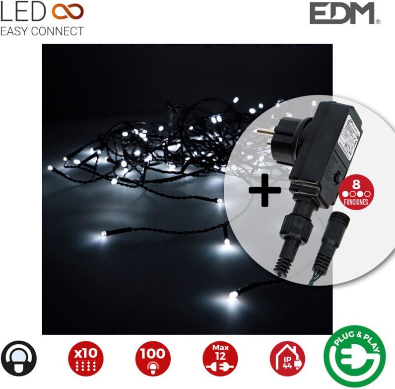 EDM - Vorhang mit Programmierer easy-connect 2x1m 10 Streifen 100 leds white cold
