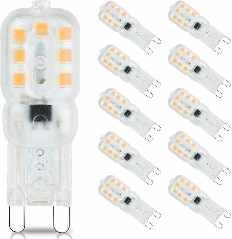 G9 LED-Lampen, 3 W (entspricht einer G9-Halogenlampe), warmweiß (3000 K), 360° Abstrahlwinkel, flimmerfrei, 10er-Packung