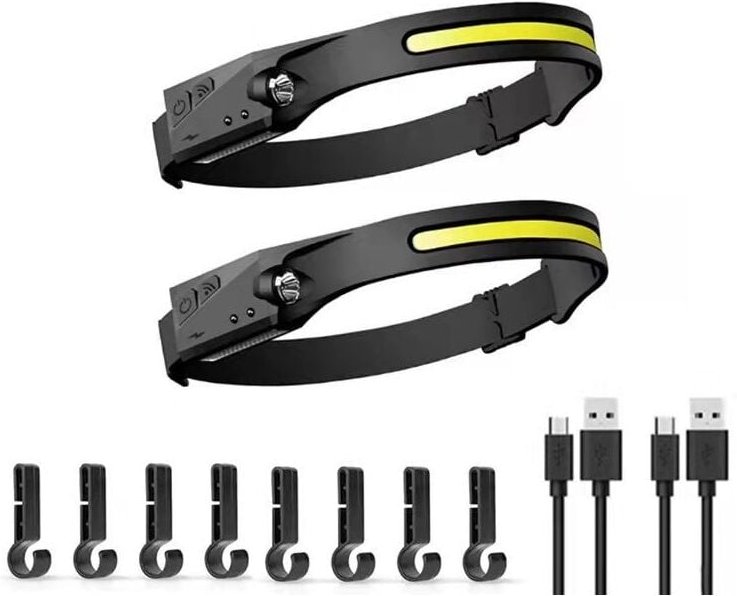 Usb wiederaufladbare LED-Stirnlampe, leistungsstarke LED-Stirnlampe, wasserdichte Camping-COB-Stirnlampe mit empfindlich...