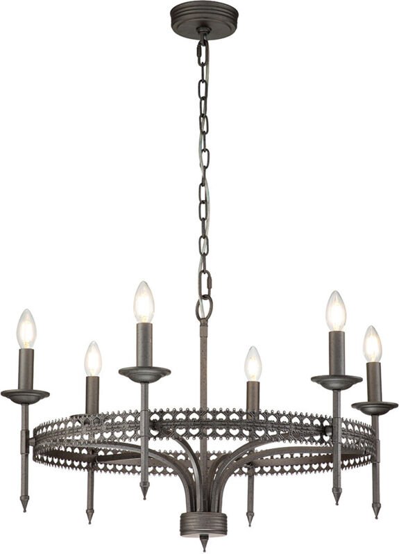 Crown - 6 Leichtes Kronleuchter-Eisen-Finish, E14 - Elstead