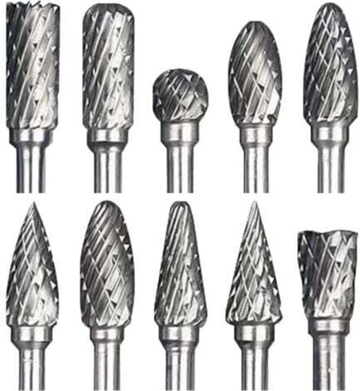 10-teiliges, zweischneidiges Wolframkarbid-Frässtift-Set mit 1/8-Zoll-Schaft für Drehwerkzeuge zum Selbermachen, Holzsch...