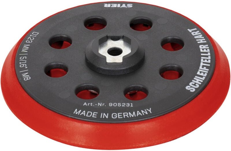 Schleifteller Stützteller hart D123mm 5/16" M8 für Exzenterschleifer, 120mm, mit klett - Stier