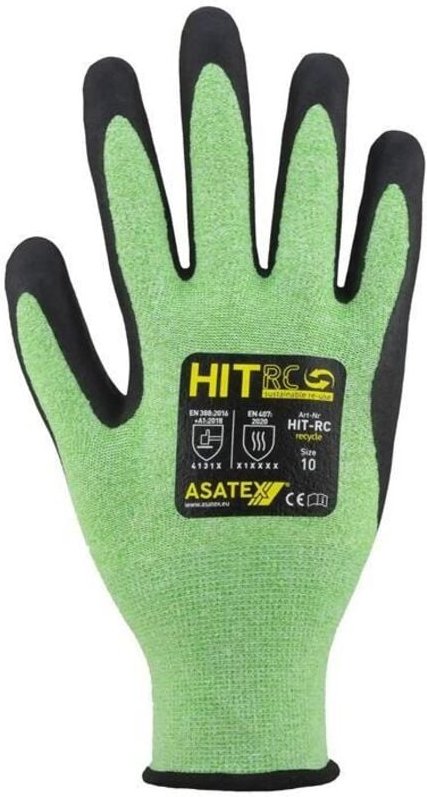 HIT-RC/8 Feinstrickhandschuh hit-rc Größe 8 grün/schwarz en 388/EN 407/EN - Asatex