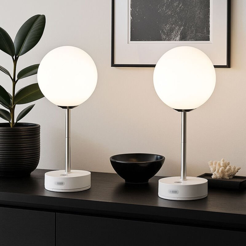 LED Tischlampe Touchdimmer Nachttischleuchte Tischleuchte höhenverstellbar Schlafzimmerlampe, Kunststoff weiß, 1W 55lm w...