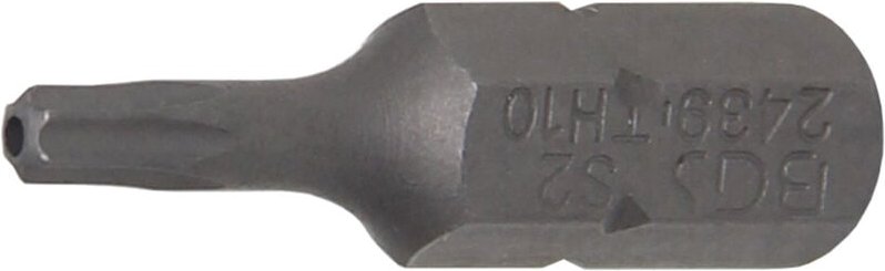 Bgs Technic - bgs Bit Länge 25 mm Antrieb Außensechskant 6,3 mm (1/4") T-Profil (für Torx) mit Bohrung T10 - 2439