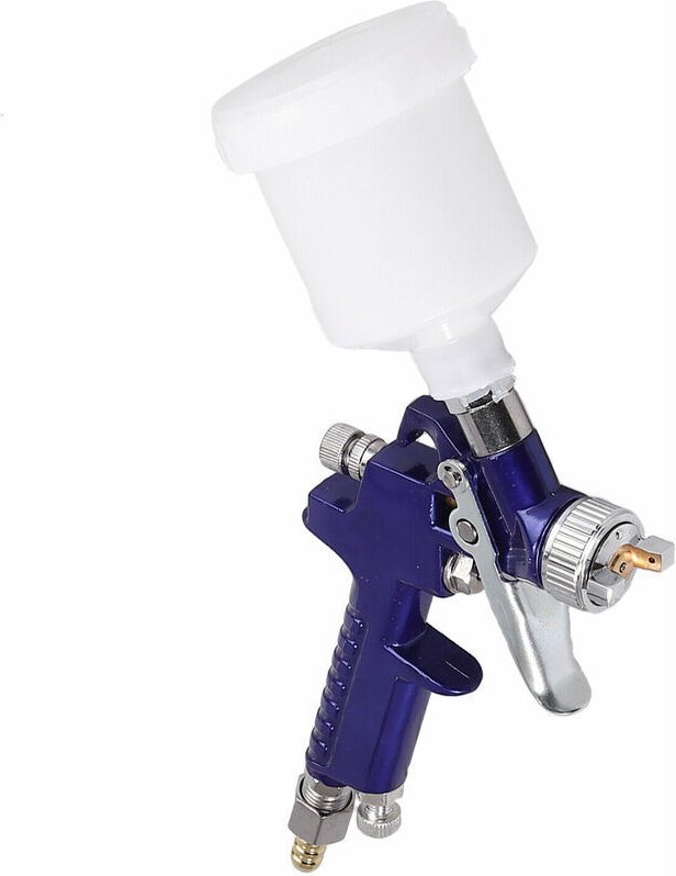 Mini-Druckluft-Farbpistole aus Edelstahl, HVLP-System, Schwerkraftzufuhr, 125 ml